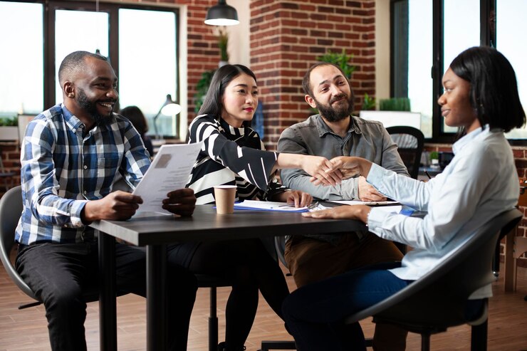 Recruitment team meeting with a candidate